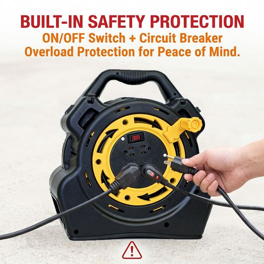 LinkVolt Y2507260-4 extension cord reel on-off switch and circuit breaker