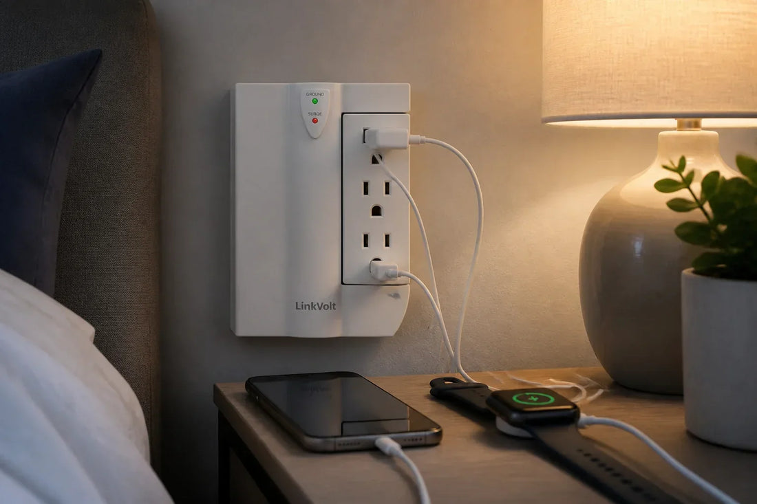 Nightstand Charging Station Setup: Power, USB, and Cable Management — organized home charging scene