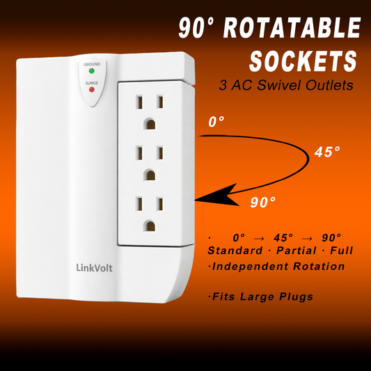 LinkVolt 30617 independently rotating outlet sections from 0 to 90 degrees